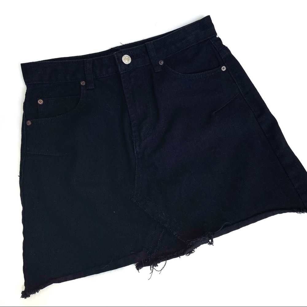 Black Denim Mini Skirt - Classic High-Rise Style